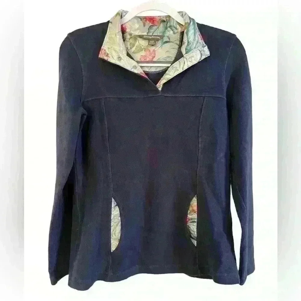 Tommy Bahama Hawaiian Navy Blue Pullover Size S/P